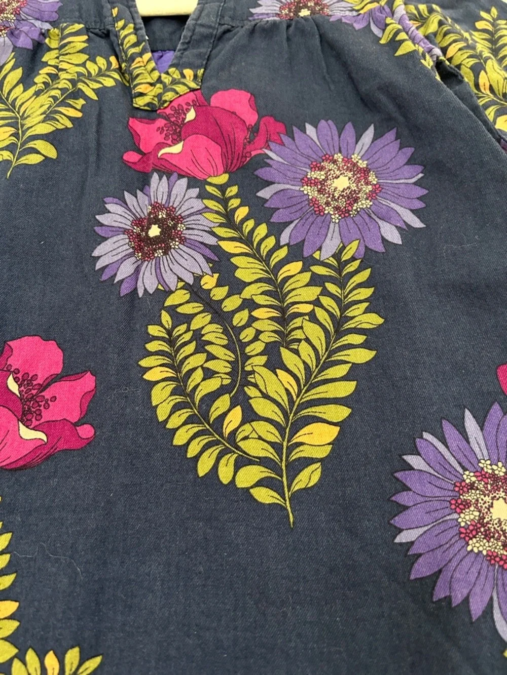 Pink Chicken Dress Girls 3Y Navy Floral Playful Long Sleeve Tunic